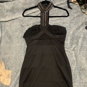 Black dress with gemmed collar